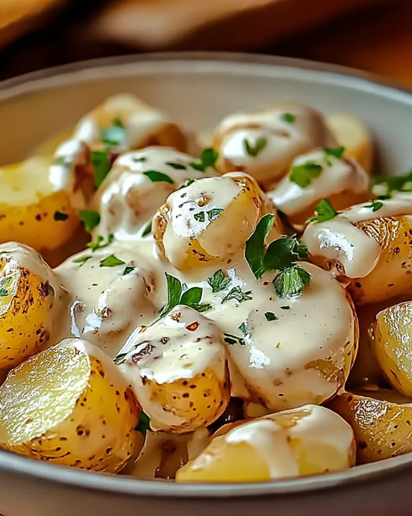 Creamy Garlic Baby Potatoes