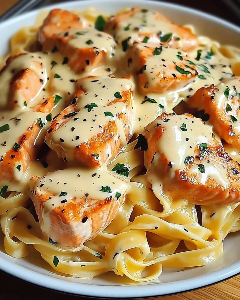 Creamy Garlic Salmon Pasta