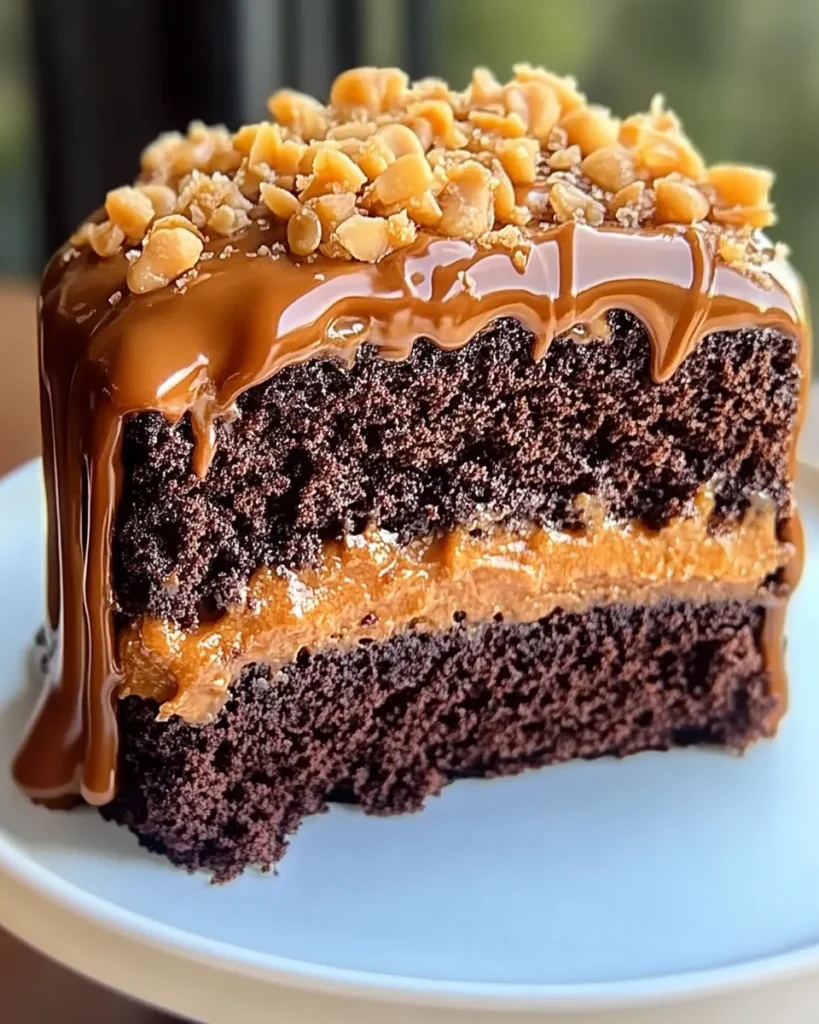 German Chocolate Cake with Caramel Drizzle