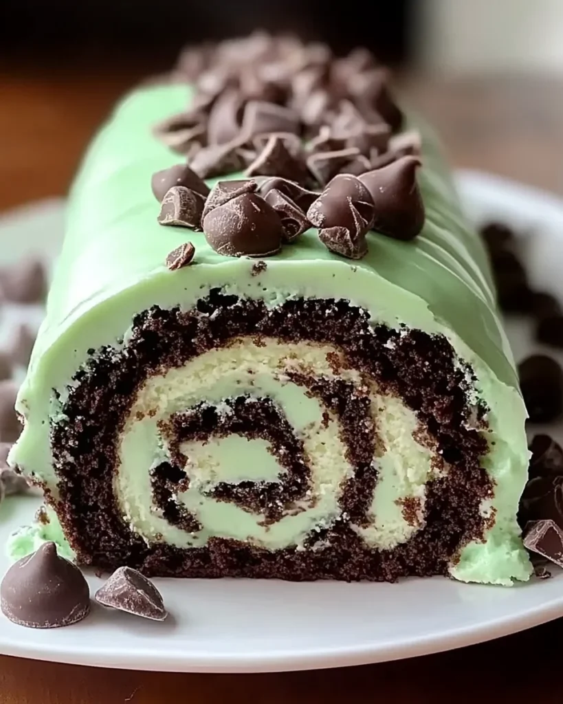 Mint Chocolate Roll Cake
