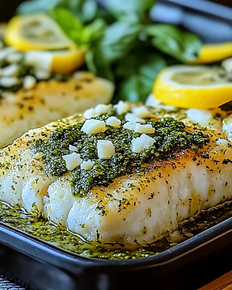 Pesto Parmesan Baked Cod