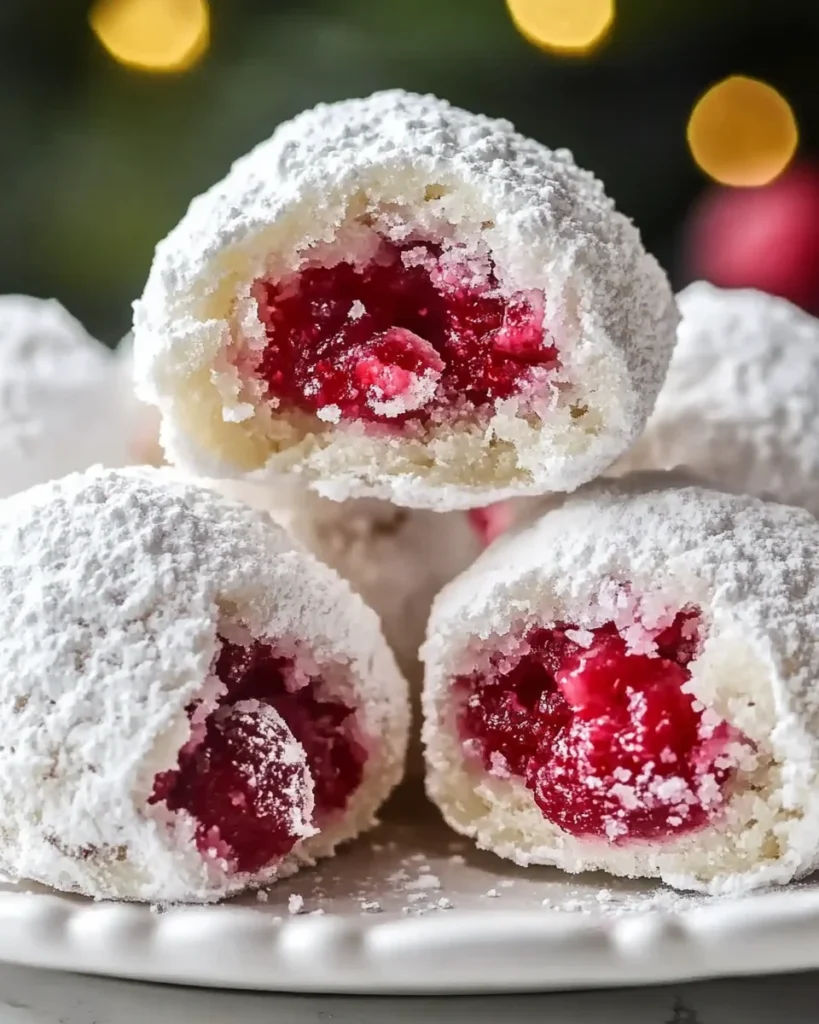 Raspberry Almond Snowballs