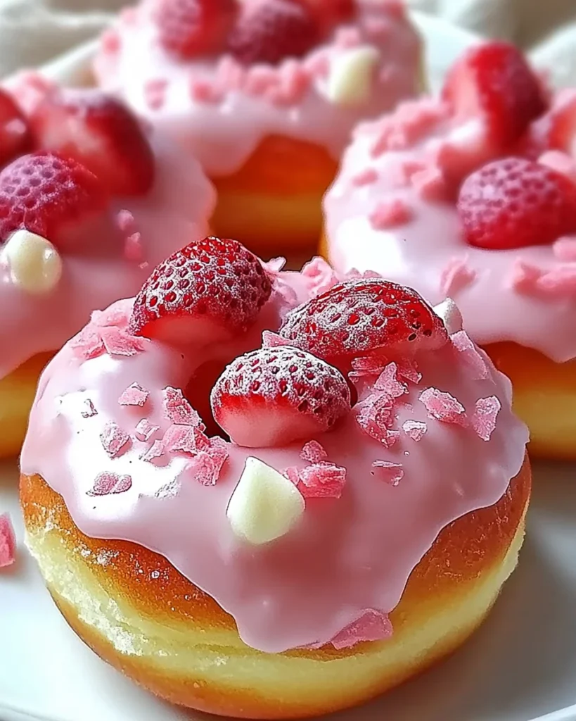 White Chocolate Strawberry Cream Donuts