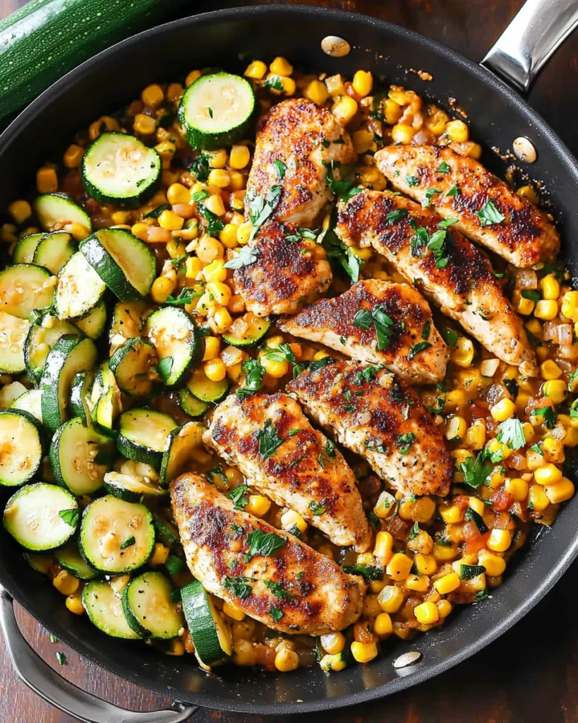 Garlic Butter Chicken with Zucchini and Corn - One-Pan, 30-Minute Meal