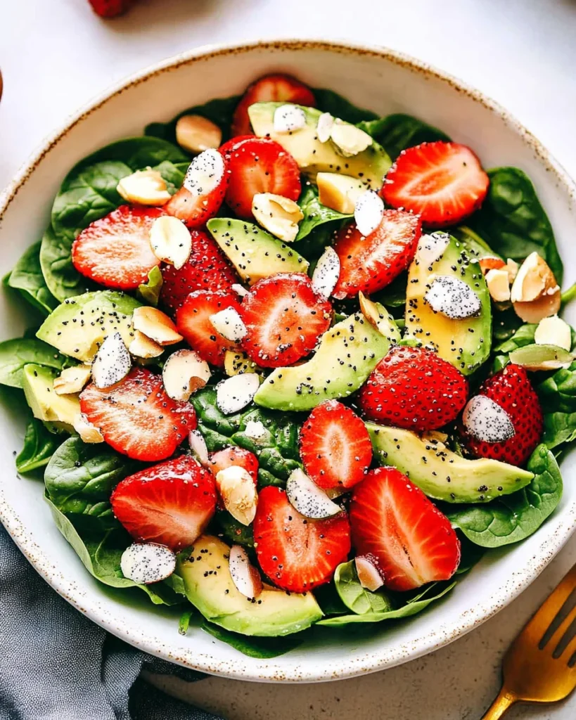 Strawberry Avocado Spinach Salad with Poppyseed Dressing