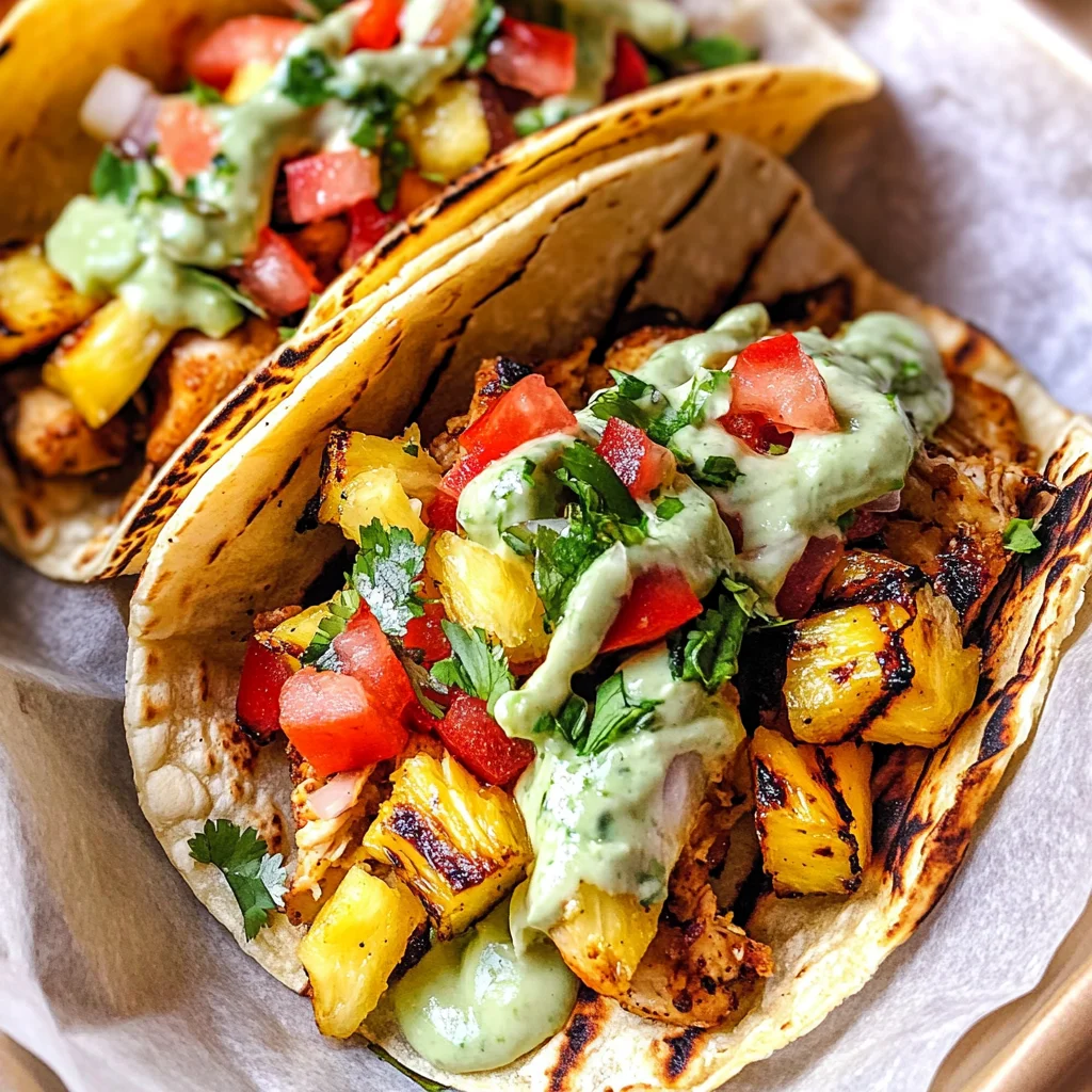 Chili Lime Chicken Tacos with Grilled Pineapple Salsa