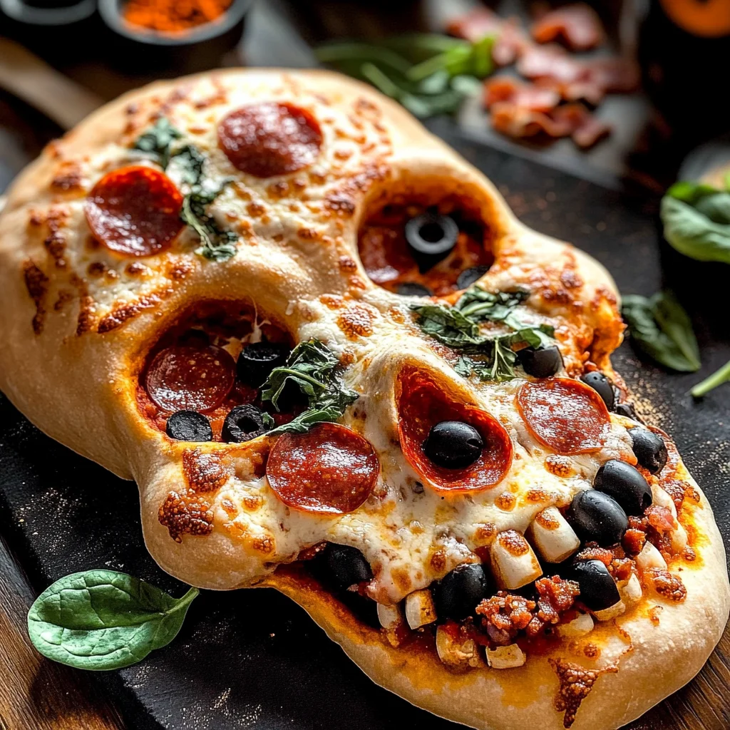 Cheesy Halloween Pizza Skulls