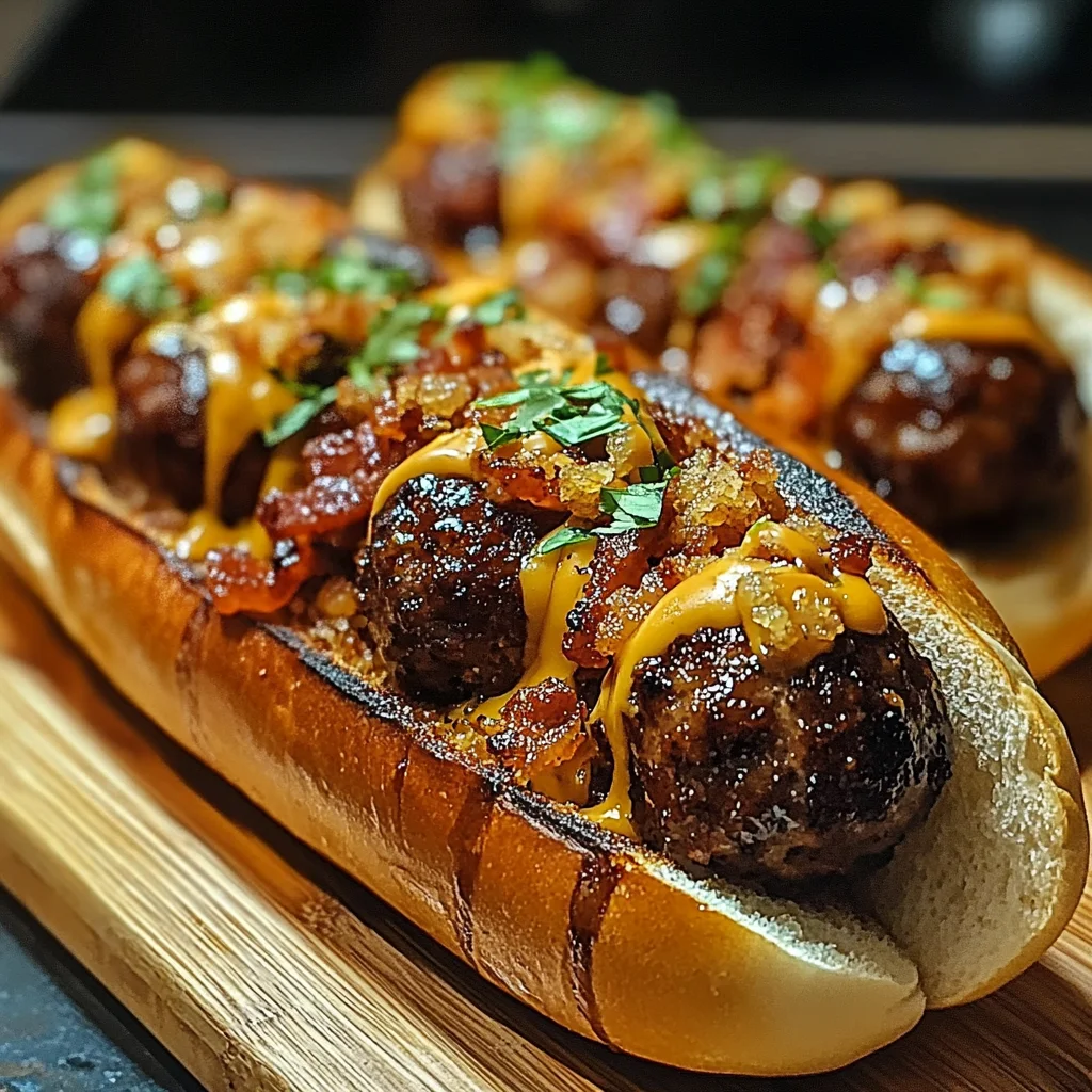 Bourbon BBQ Turkey Bacon Cheeseburger Meatball Subs Ready in 30 Minutes
