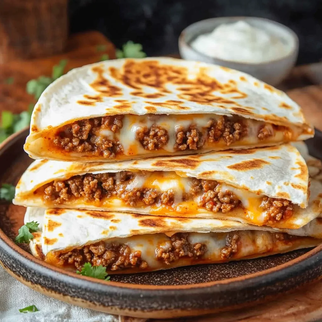 Cheesy Ground Beef Quesadillas Recipe is a must-try!