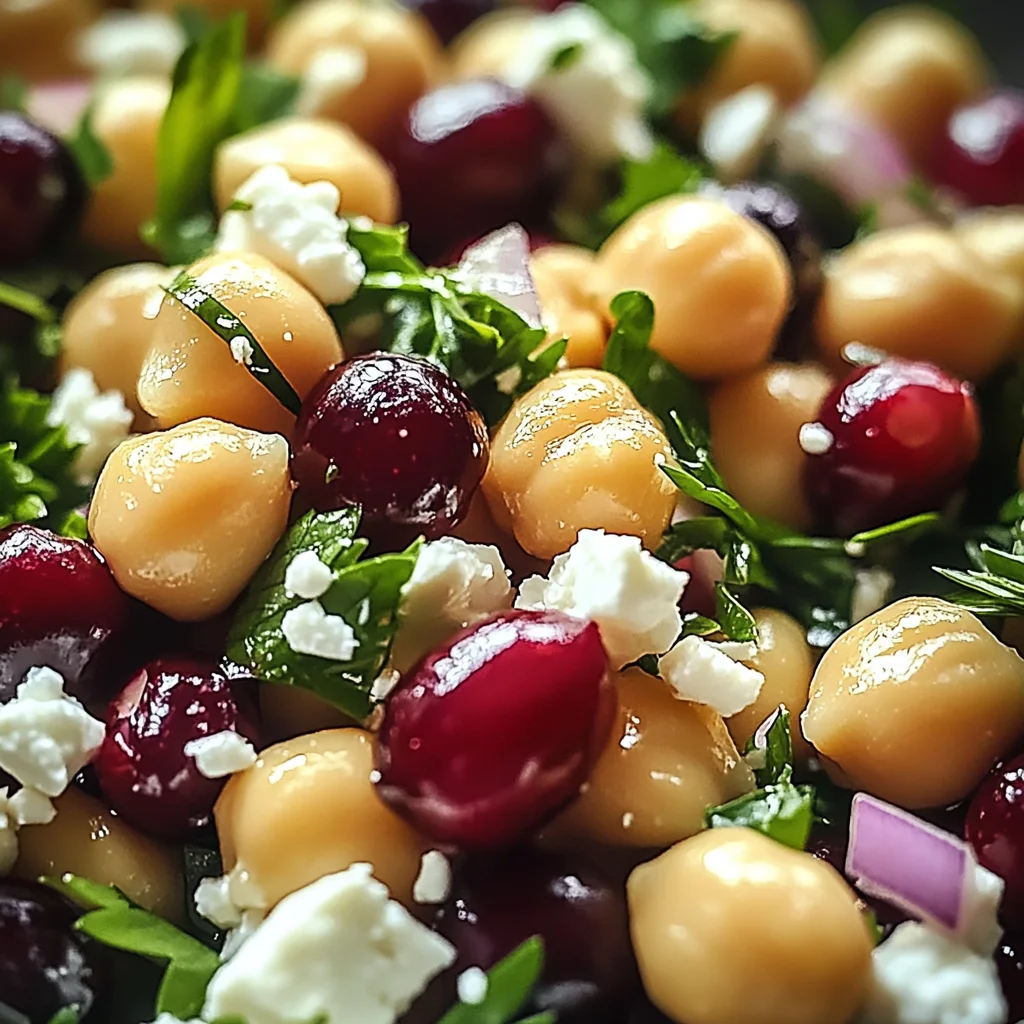 Feta & Cranberry Chickpeas with Lemon Vinaigrette