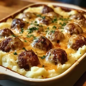 Meatball & Mashed Potato Bake