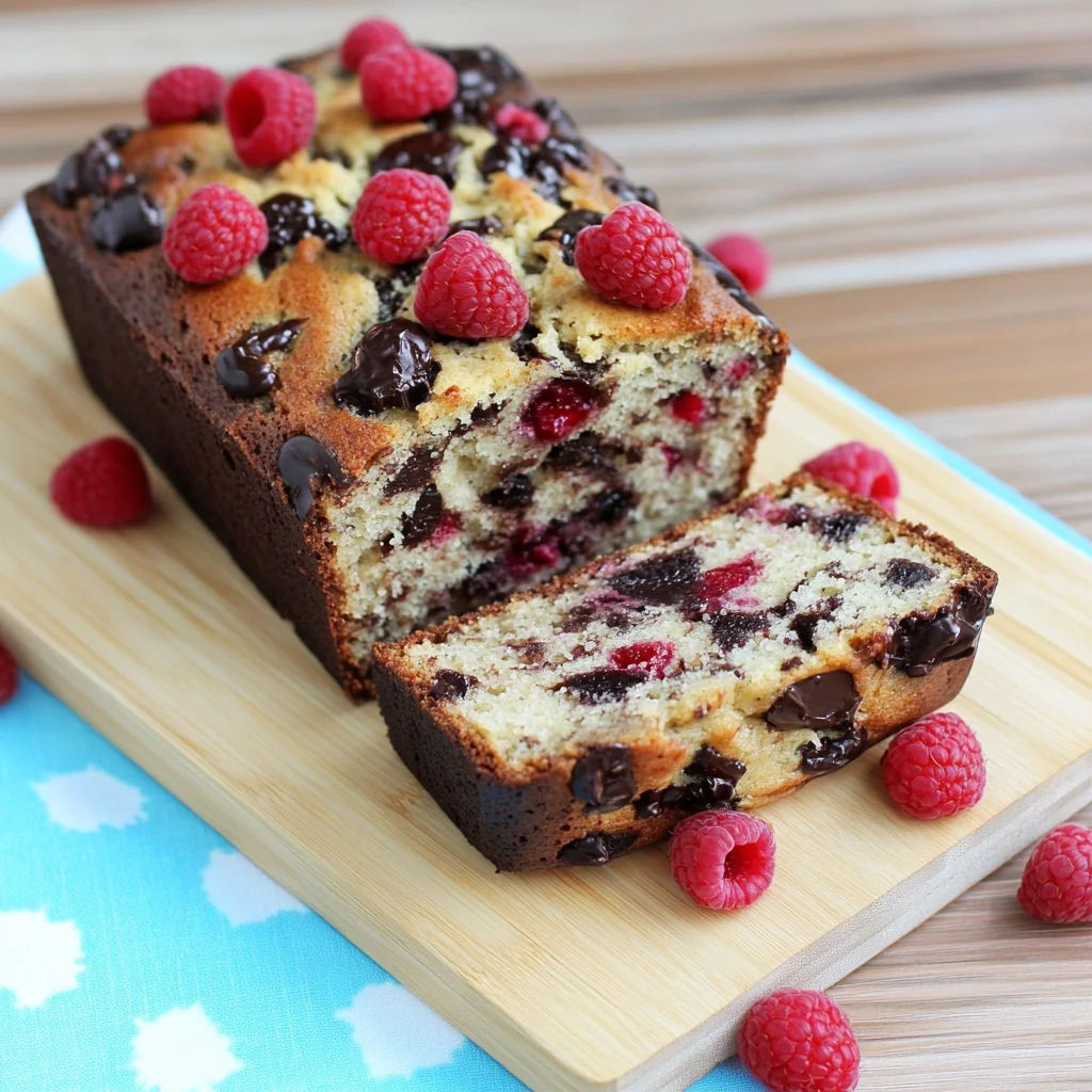 Raspberry Dark Chocolate Banana Bread