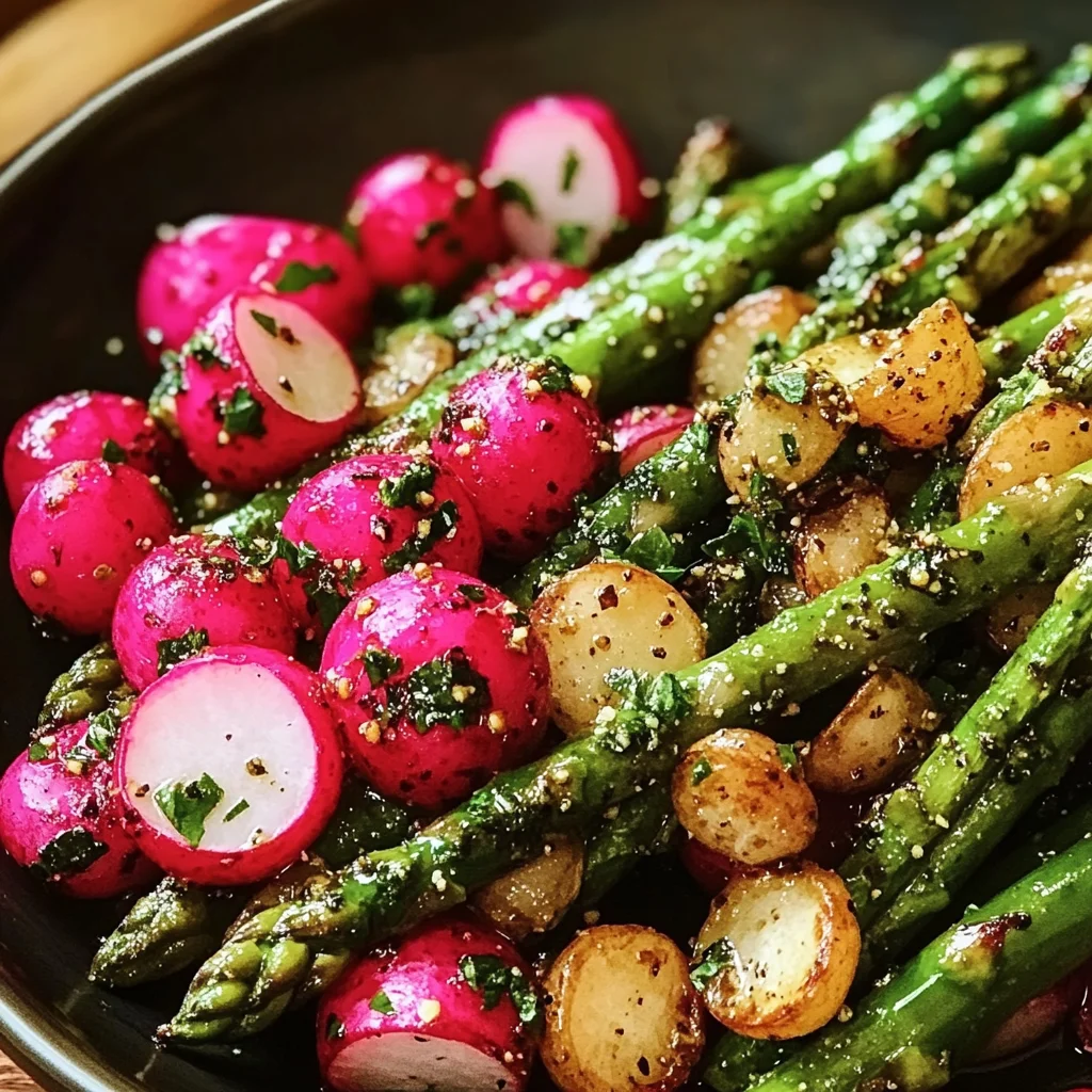 Roasted Asparagus and Radishes with Mustard Vinaigrette