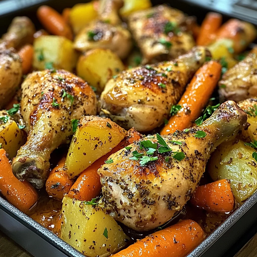 Baked Chicken Drumsticks with Roasted Veggies