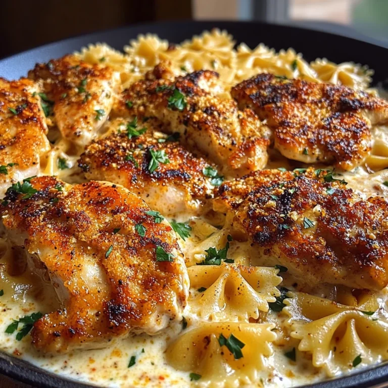 Cheesy Garlic Chicken with Cajun Alfredo Bowties
