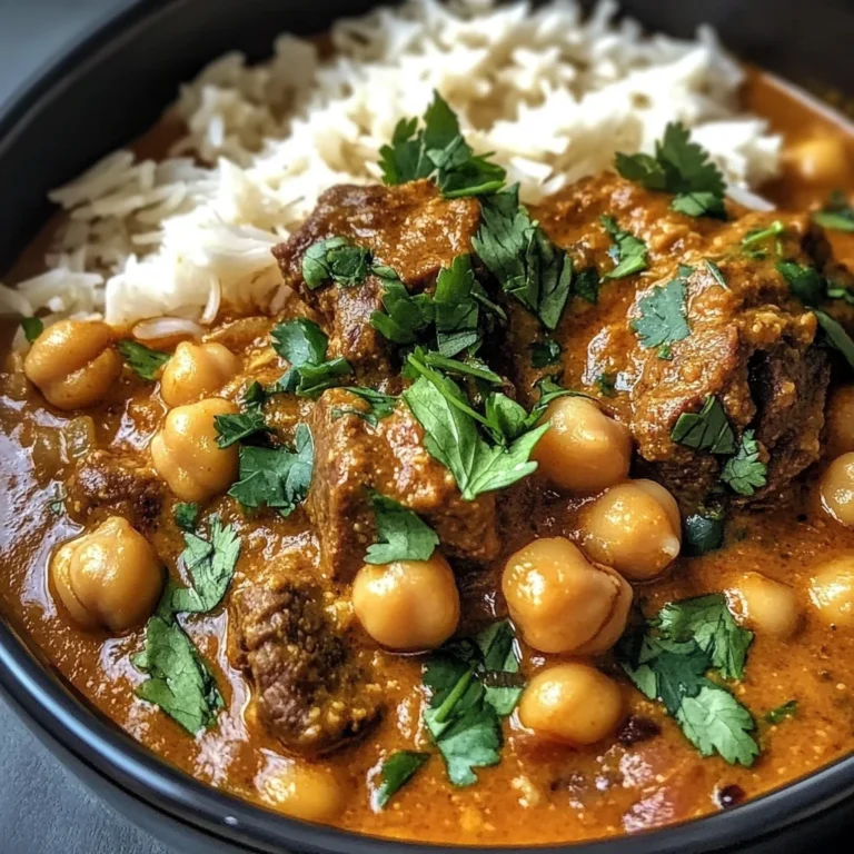 Coconut Beef & Chickpea Curry with Garlic Naan