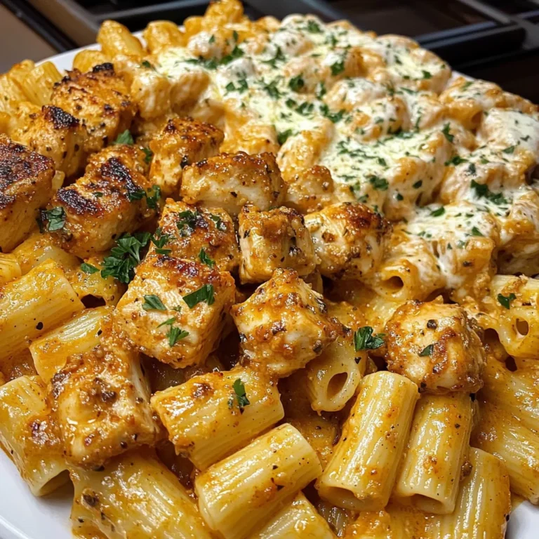 Creamy Cajun Garlic Butter Chicken Rigatoni with Mozzarella & Parmesan