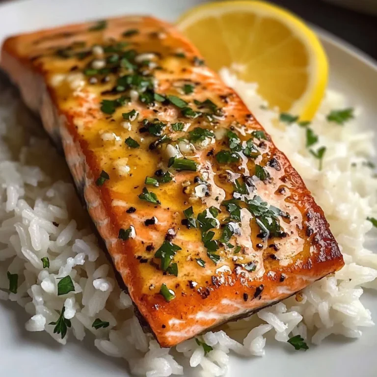 Garlic Butter Salmon with Fluffy White Rice