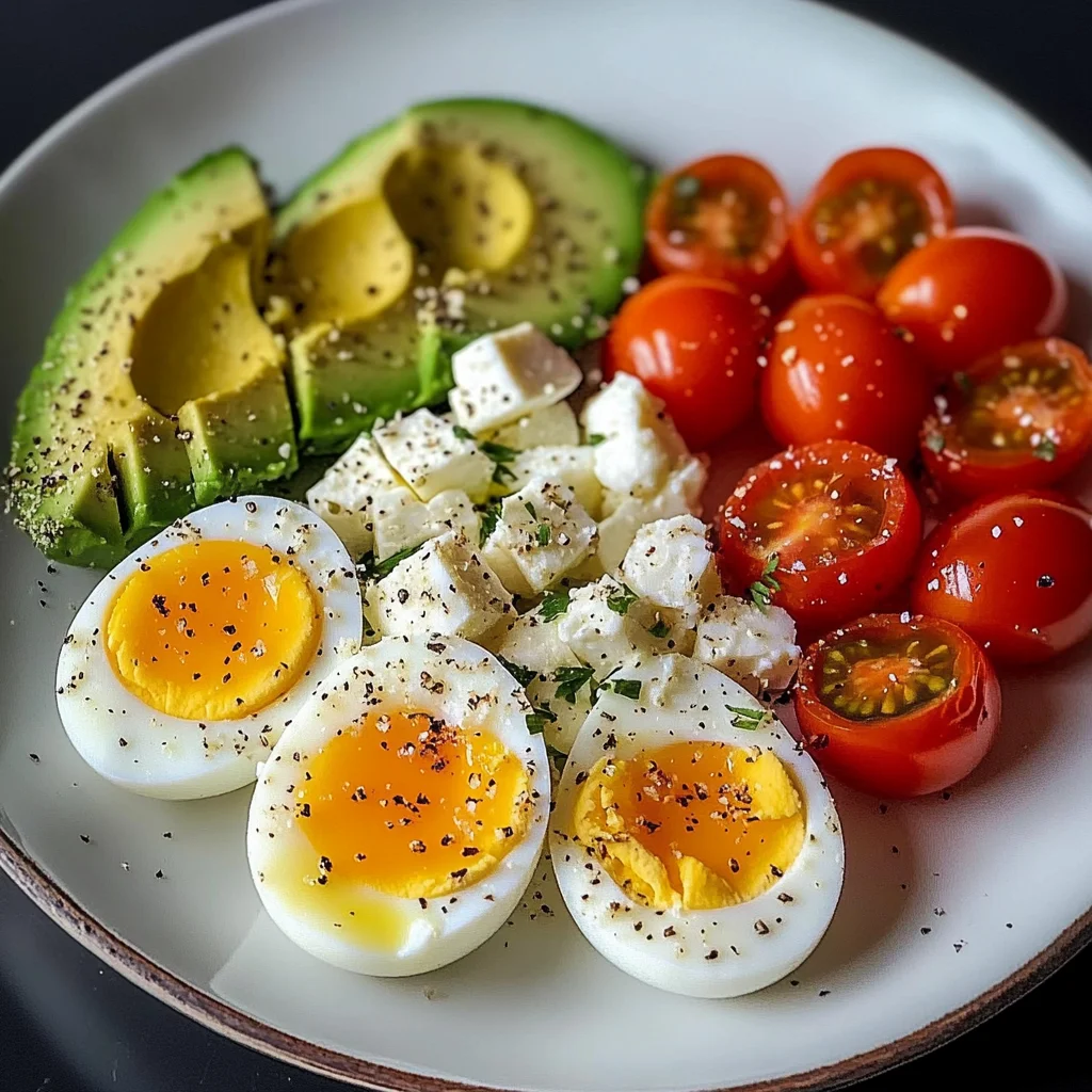 Mediterranean Breakfast Plate with Eggs, Feta & Avocado