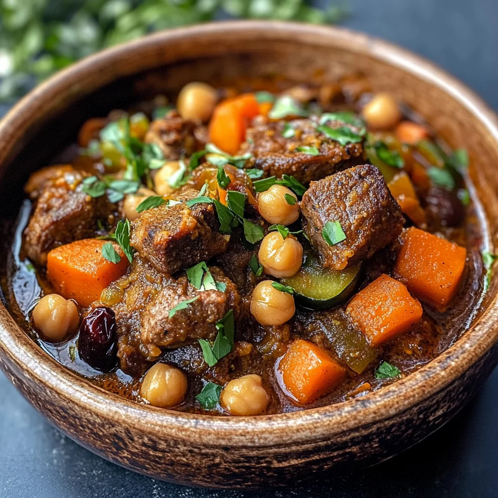 Moroccan Lamb Tagine with Prunes, Chickpeas & Spiced Vegetables