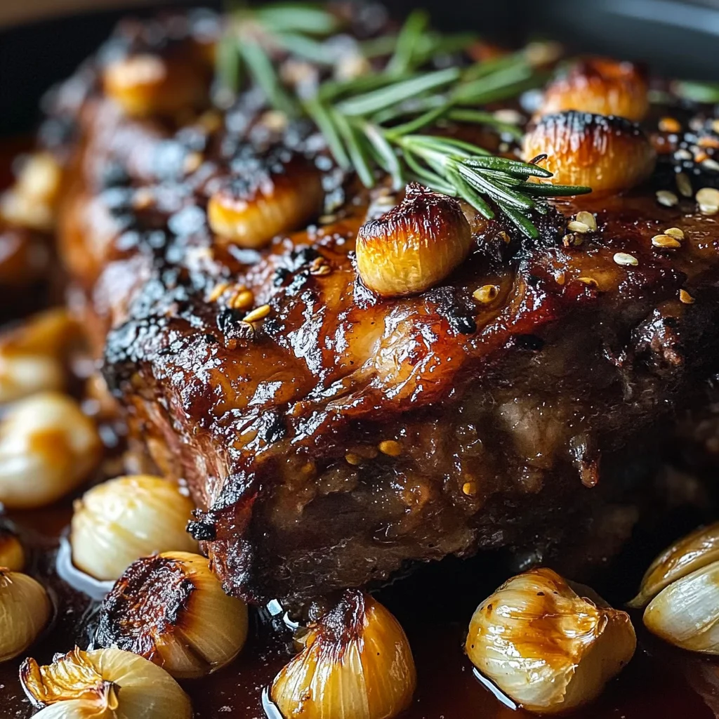Roasted Bone-In Lamb Shoulder with Garlic and Honey-Rosemary Glaze
