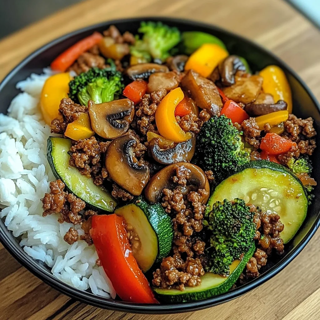 Savory Ground Beef & Veggie Stir-Fry Bowl